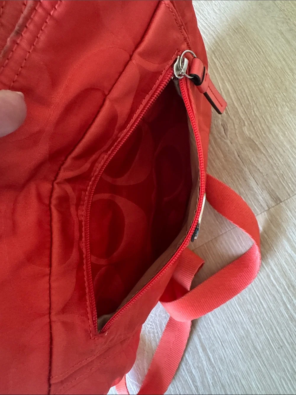 Coach Red Signature Nylon Crossbody Pouch